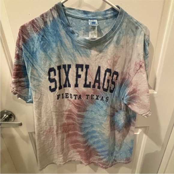 Tie-Dye Six Flags T Shirt- Blue and Red - Picture 1 of 3